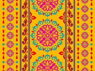 Mandala shapes design. Sari Indian pattern. Sari Indian oriental pattern. Floral Indian pattern. Design for background, wallpaper, art, carpet, mandala, floral pattern