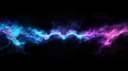 Fototapeta premium Abstract energy waves flowing across black background