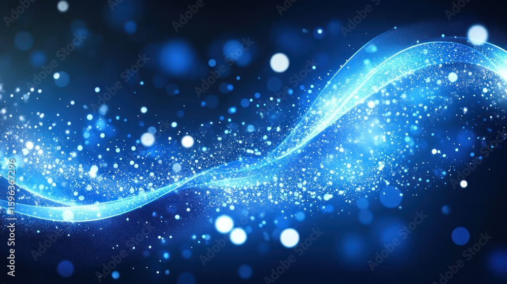 Poster abstract blue digital wave pattern on black background for technology and science