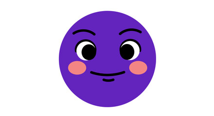 Fototapeta premium Smiling Purple Emoji with Cheeks and Eyes.