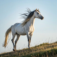running horse in the field