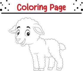 Baby Sheep coloring book page for kids. Farm animal black and white outline