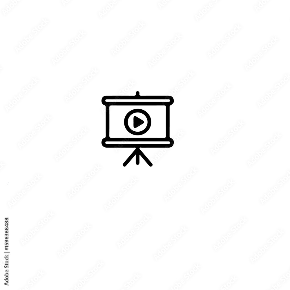 Poster a simple line drawing of a presentation screen with a play button icon
