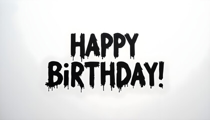 Fototapeta premium Modern Minimal Happy Birthday Card with Hand Lettering in Simple Elegant Style isolated on White Background.