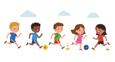 Fototapeta premium Diverse Group of Children Running and Playing Outdoors.