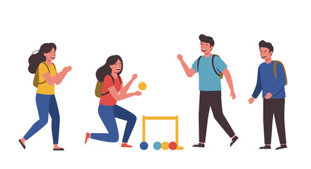 Obraz premium Group of Friends Playing Lawn Ball Game Together.