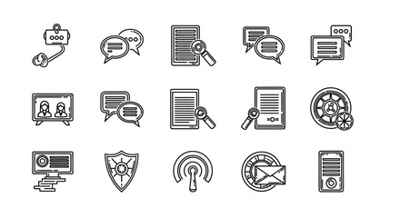 Collection of Black and White Vector Icons.