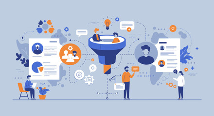 Conceptual Illustration of a Recruitment Funnel Process.