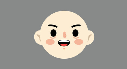 Cartoon Face with Angry Expression and Open Mouth.