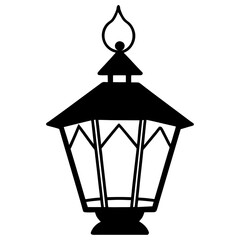 Creepy lantern line art vector illustration  