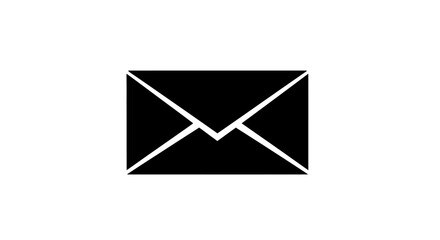 Simple Black Envelope Icon on White Background.