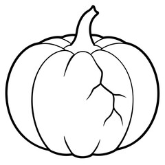 Cracked pumpkin line art vector illustration  