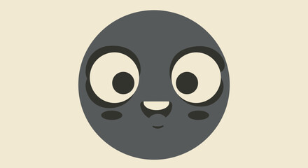 Simple Cartoon Face with Large Eyes and Smile.