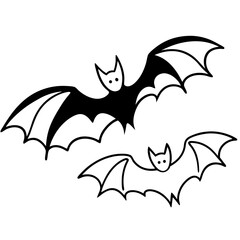 Flying bat group line art vector illustration  