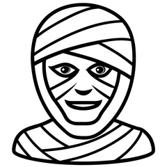 Mummy face line art vector illustration  