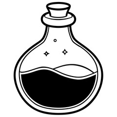 Potion bottle line art vector illustration  