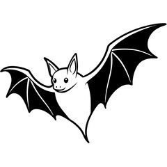Bat flying line art vector illustration  