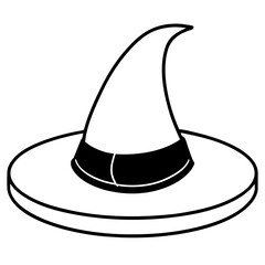 Witch hat line art vector illustration  