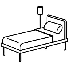 Patient bed table line art vector illustration  