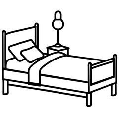 Patient bed table line art vector illustration  