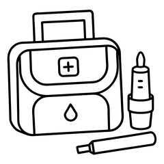 Diabetic kit line art vector illustration  