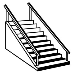 Hospital stairs line art vector illustration  