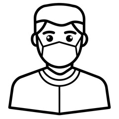 Surgeon with mask line art vector illustration  