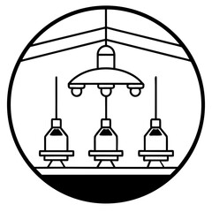 Operation rooms light line art vector illustration  