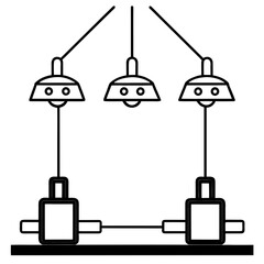 Operation rooms light line art vector illustration  