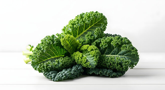 Fresh Green Kale A Nutrient-Rich Vegetable for Healthy Living, displayed on white