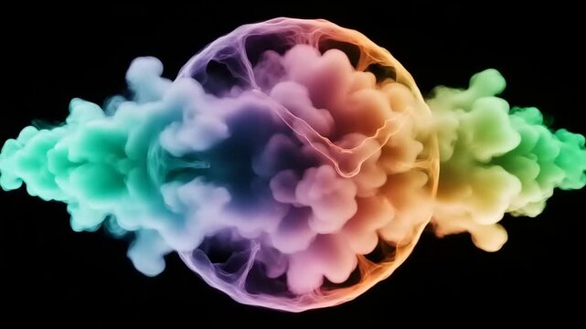 Colorful ink explosion in the form of a clock