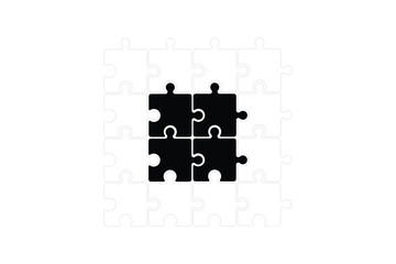 16 pieces puzzle infographic. Puzzle pieces vector set. Puzzle jigsaw on white background. Set of puzzle pieces. Vector illustration