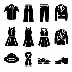 simple black and white vector clothing icons &ndash; perfect for minimalistic fashion designs, UI elements, or apparel presentations