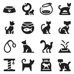Minimalist pet essentials icons collection