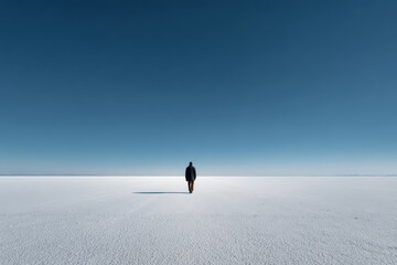 Title: Solitude on Salt Flats: A Cinematic Journey to Infinity