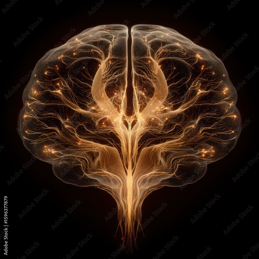 Poster abstract glowing neural pathways of a brain