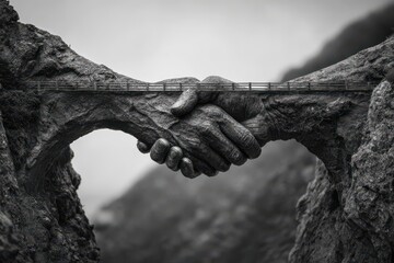 Unity and Trust: Hands Forming a Bridge in Black and White