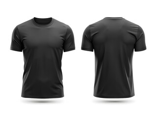 Front and back view of black short sleeve t shirt mockup