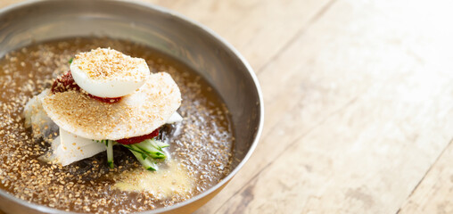Korean traditional food Cold Buckwheat Noodles  