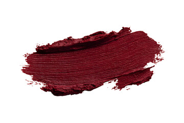 Striking lipstick swipe background displays a rich burgundy hue on black