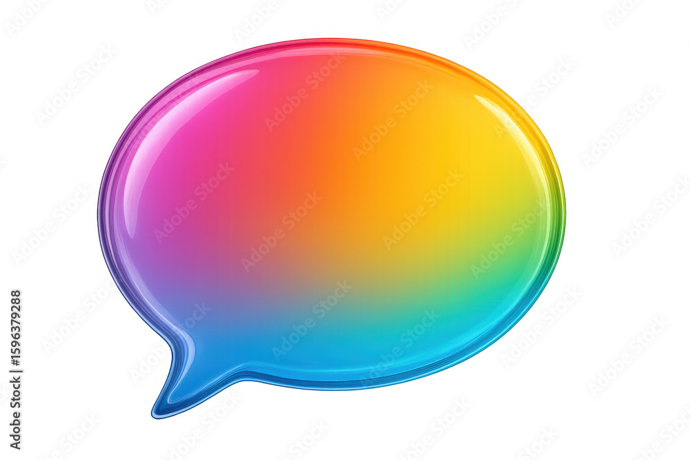 Aufkleber colorful speech bubble with rainbow gradient is communicating a message on a transparent background