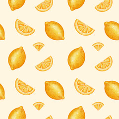 Citrus Pattern – Watercolor Lemons Seamless Background