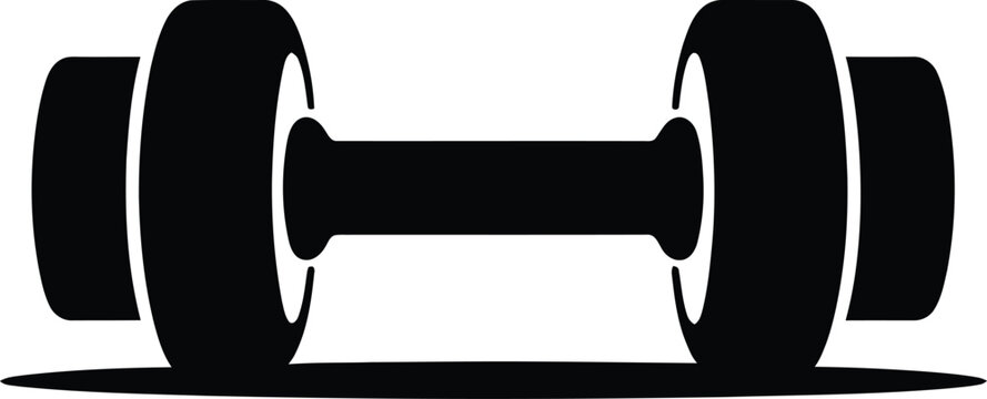 minimal dumbbell silhouette on pale background representing fitness, strength training, exercise, and healthy lifestyle symbolism