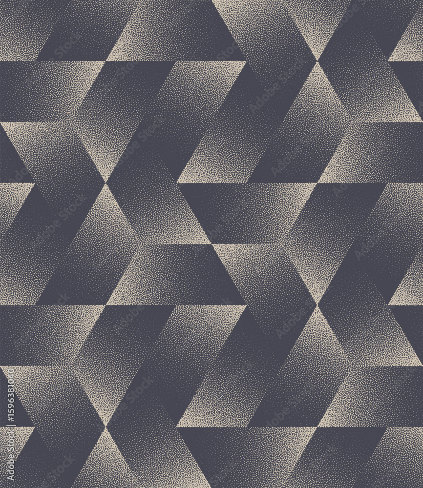 Poster trapeze shaped seamless pattern dot work vector geometric abstract background. halftone art illustra