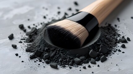 makeup brush and powder