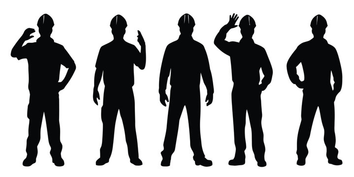 workers silhouettes vector white background