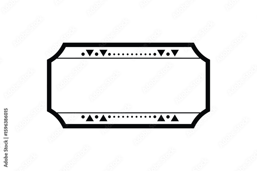 Poster decorative rectangle label frame with dots and triangles ornament vector illustration