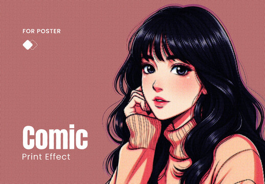 Vintage Comic Print Photo Effect