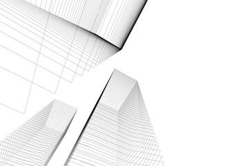 Architectural geometric background 3D rendering