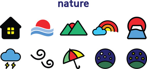 Collection of Atmospheric Nature and Weather Illustrations